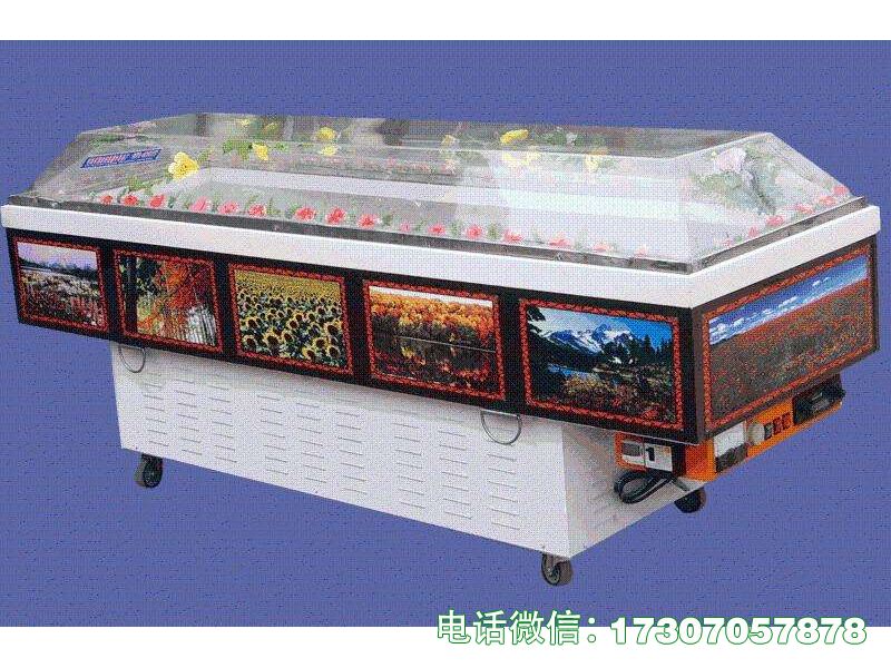遗体冰棺水晶棺兼具瞻仰与保鲜功能，水晶盖板通透、不锈钢机身耐用，制冷精准，适配灵堂告别、遗体短期存放，庄重美观，实用性强。
